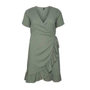 NWT VERO MODA Haya Short Sleeve Short Dress Olive Army Green Small